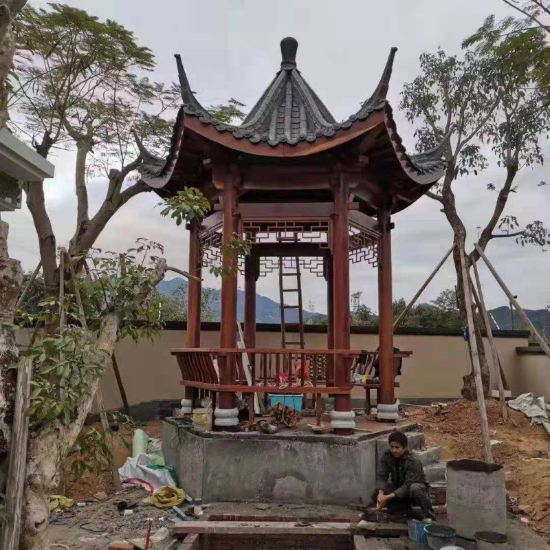 凉亭户外庭院定制防腐木仿古六角四角亭别墅花园景观休闲实木