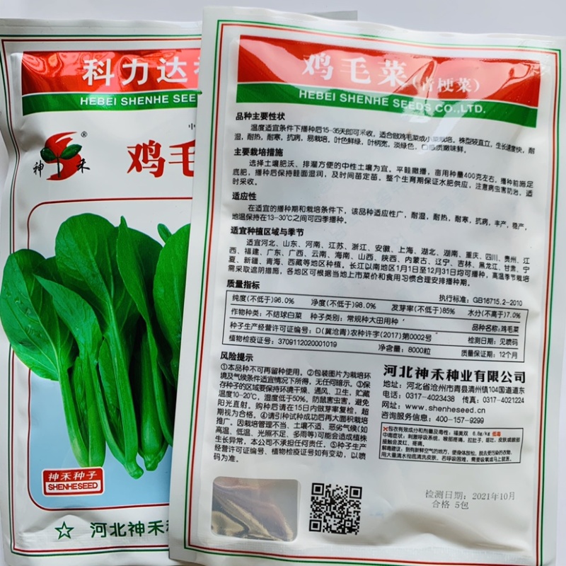 神禾鸡毛菜种子青梗菜种子四季种植蔬菜耐寒耐热小青菜