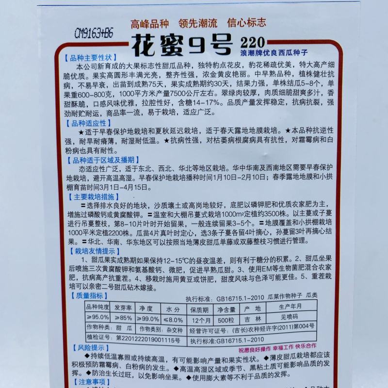 花蜜8号甜瓜种子中早熟品种含糖量18度以上种子