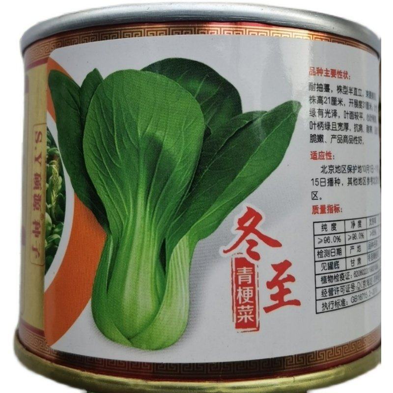 冬至青梗菜种子，叶柄绿且宽厚，抗病、耐寒、品质脆嫩、