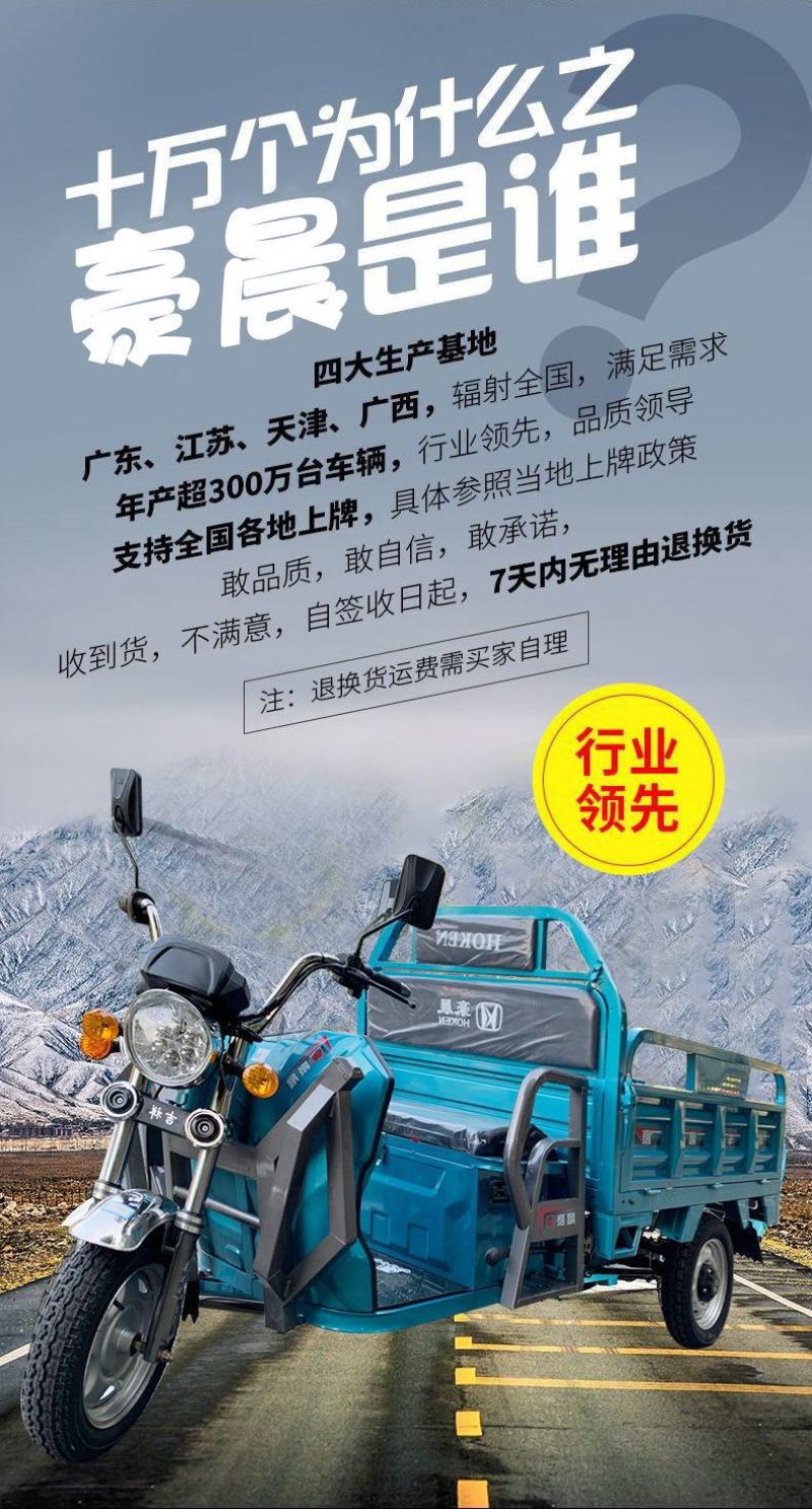 电动三轮车载重王货车可上牌拉货三轮车快递车农用电瓶车家