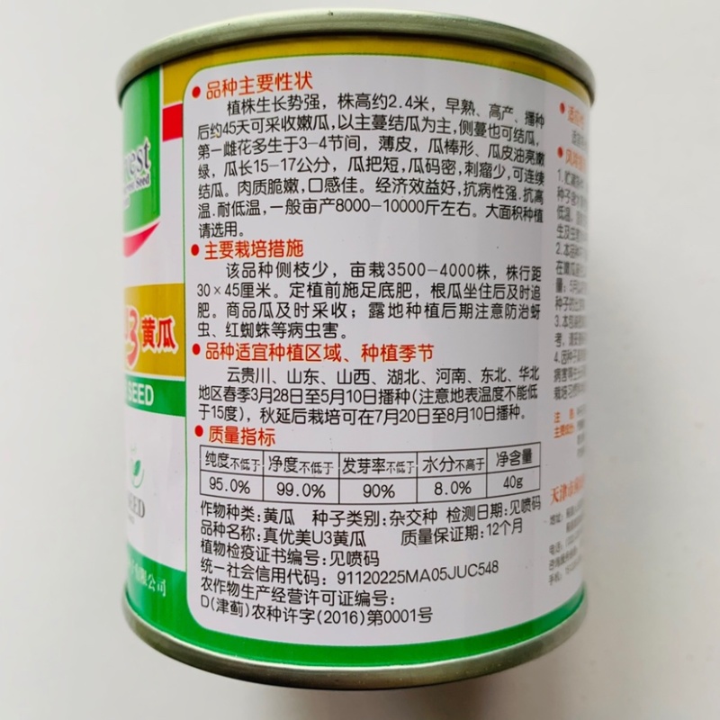 水果型黄瓜种子真优美U3油亮嫩绿口感脆嫩早熟可连续结瓜