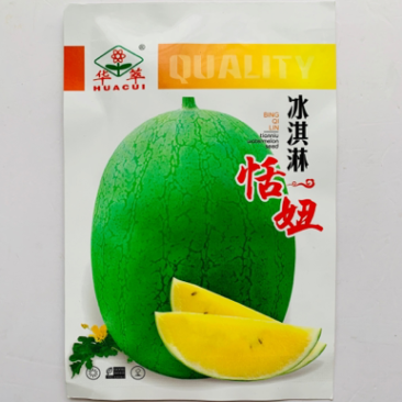 华萃冰淇淋恬妞绿皮黄瓤西瓜种子短椭圆口感香甜西瓜种籽