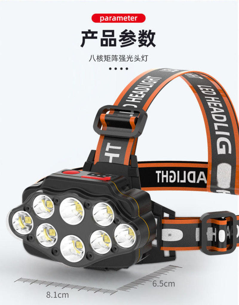 LED头灯强光远射可充电防水超亮头戴式夜钓灯矿灯户外家用
