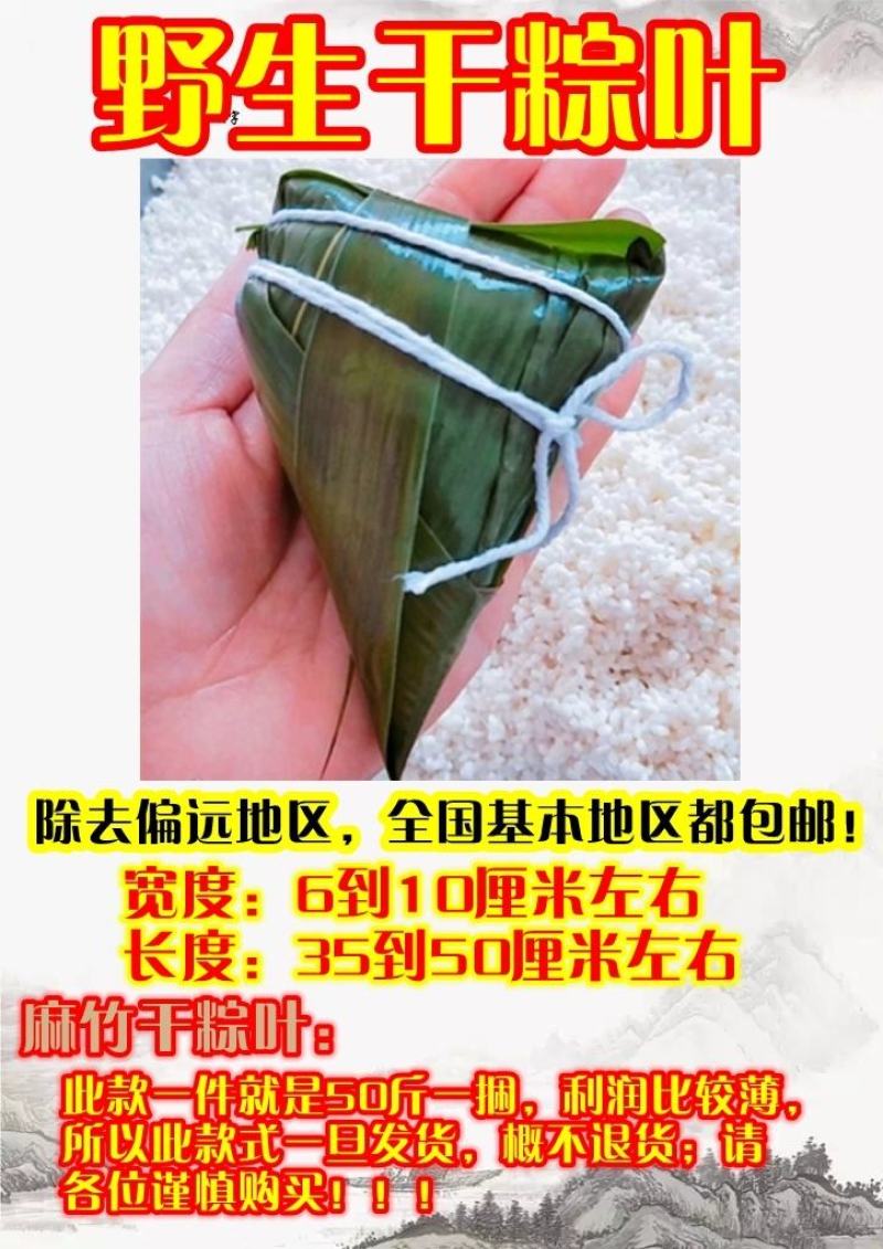 商用野生干粽叶50斤批发粽子叶新鲜麻竹叶箬竹叶大宽叶