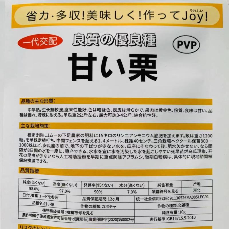日本一代交配甘栗小南瓜种子板栗南瓜杂交种子粉甜甘面