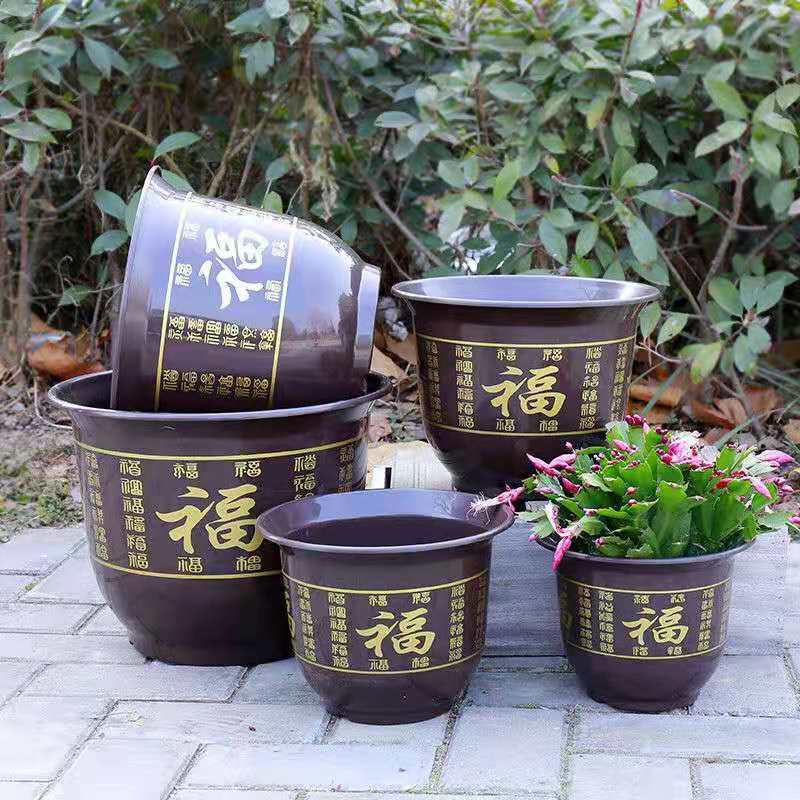 仿陶瓷塑料花盆复古花盆现种花园艺花盆果树花盆加厚大号树脂
