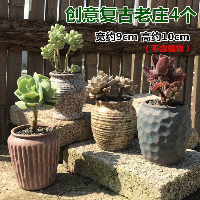 包邮多肉老桩花盆大小口径陶瓷粗陶透气创意大号多肉植物花盆