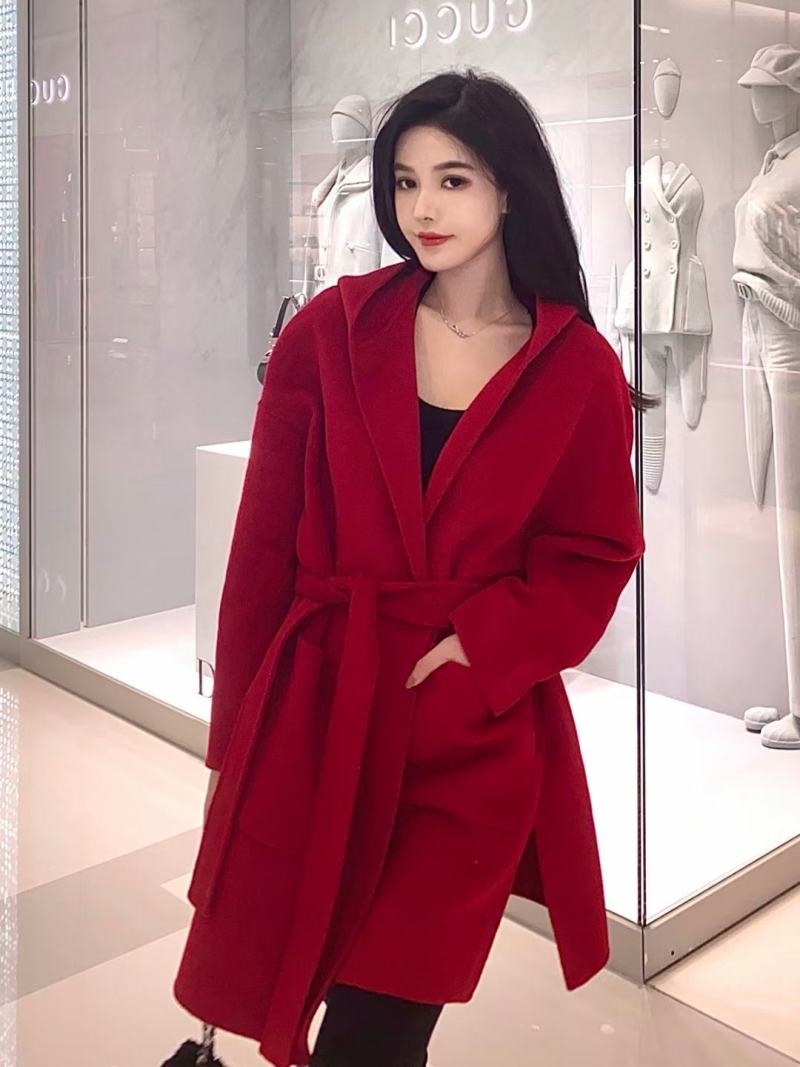Zj1.39.5新款红色大衣外套女高端秋冬百搭气质加厚双