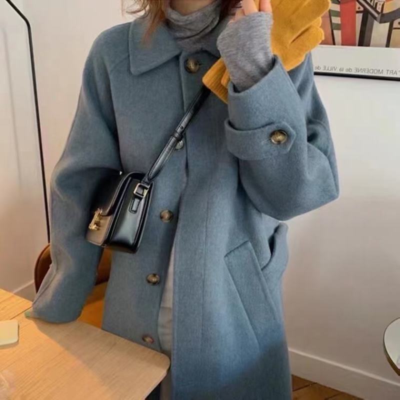 韩版妮子大衣外套码数齐全仿羊毛双面大妮衣