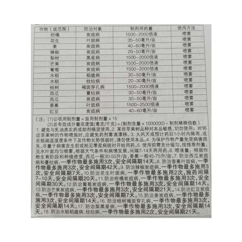 先正达阿米妙收苯甲嘧菌酯炭疽病蔓枯病叶斑病柑橘果树水稻杀