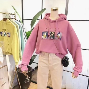 精品女装卫衣连帽2021新款带帽宽松韩版bf外套潮