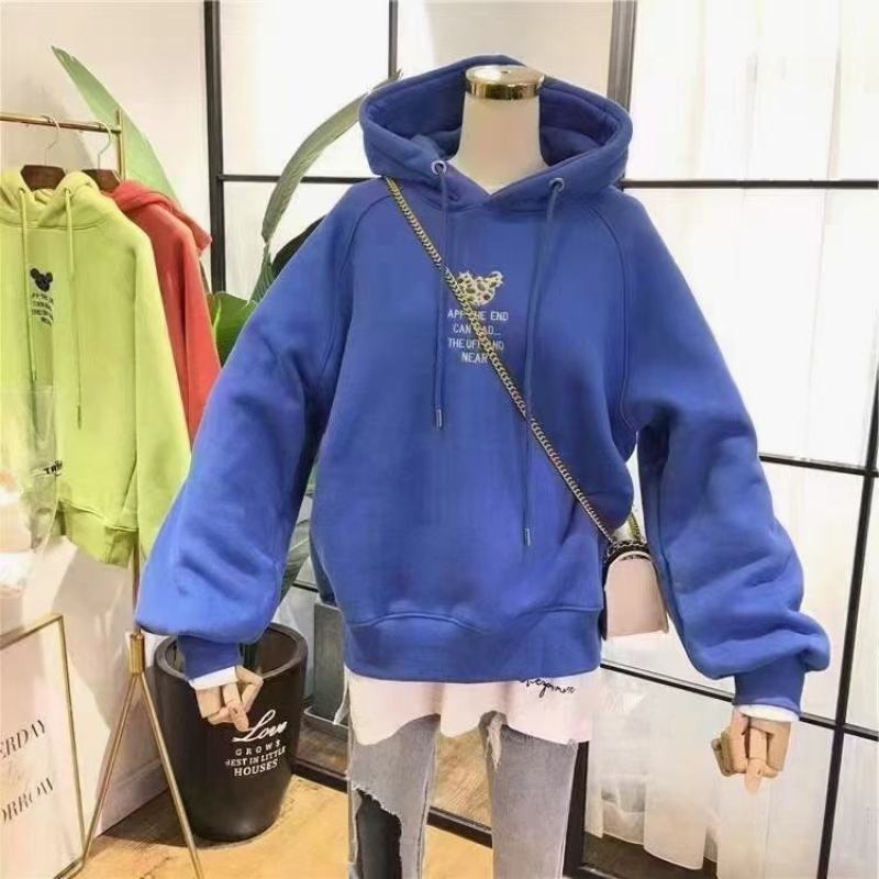 精品女装卫衣连帽2021新款带帽宽松韩版bf外套潮