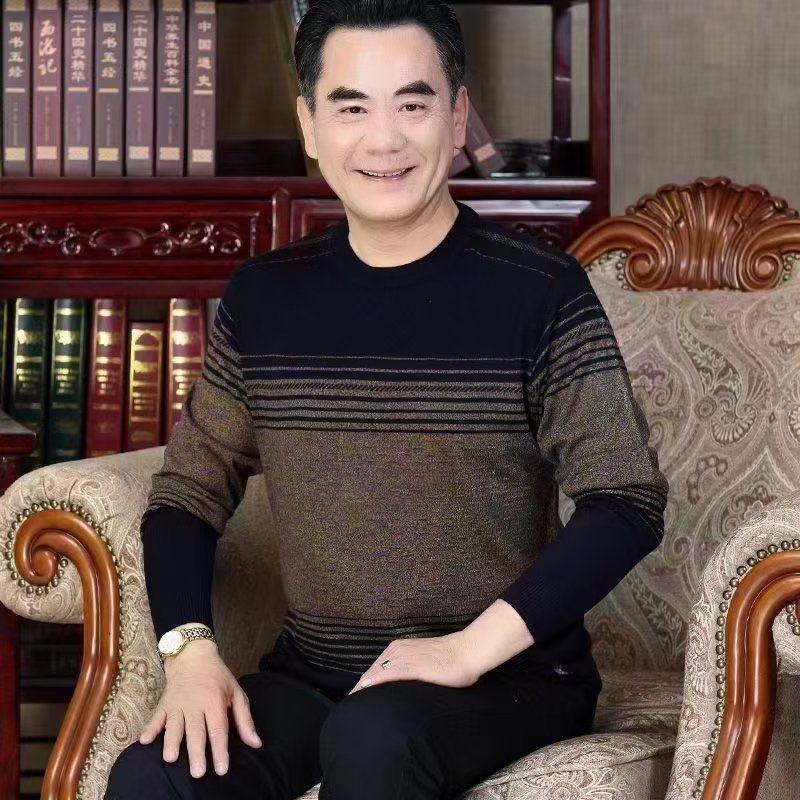 爸爸装保暖打底毛衣加厚中老年男士商务毛衣批发