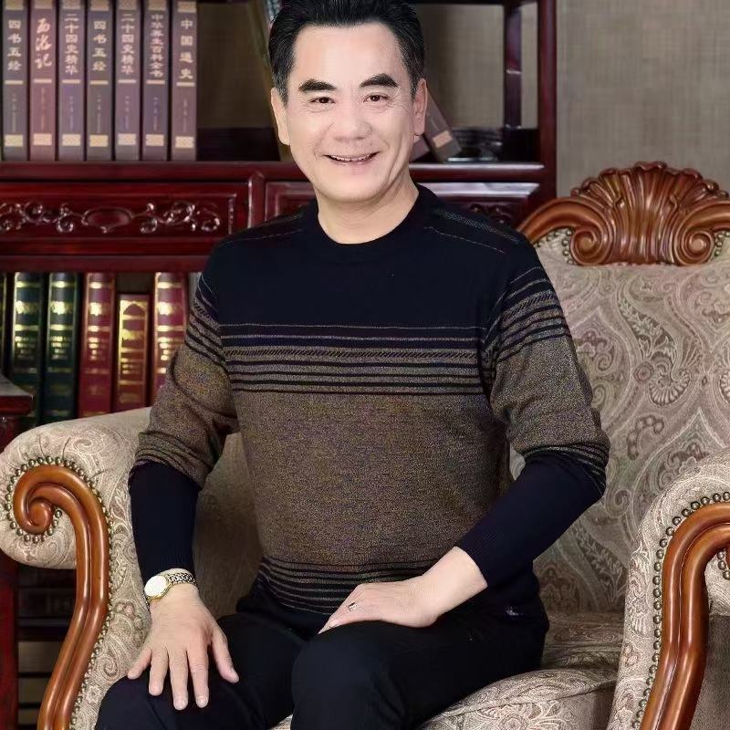 爸爸装保暖打底毛衣加厚中老年男士商务毛衣批发