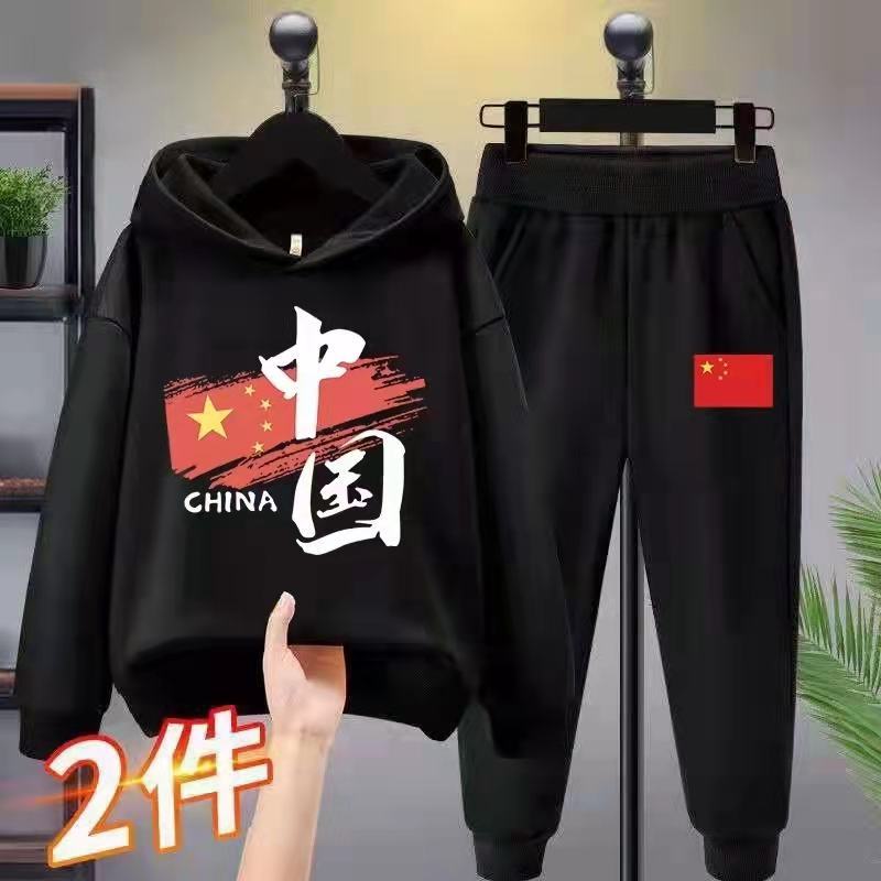 爆款儿童运动卫衣套装批发经典连帽设计优质卫衣棉