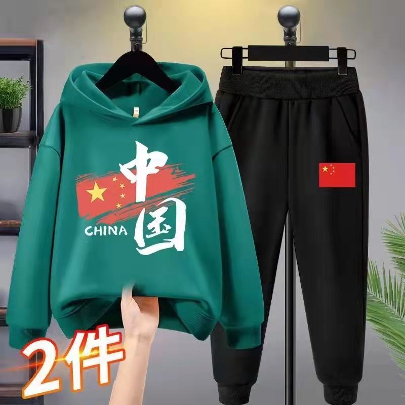 爆款儿童运动卫衣套装批发经典连帽设计优质卫衣棉