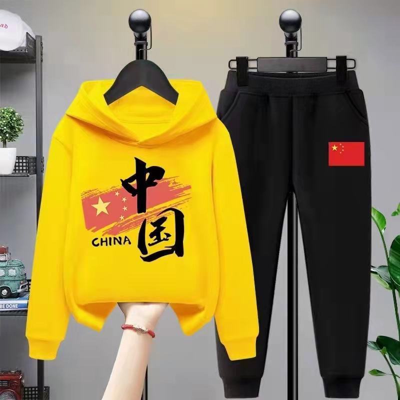 爆款儿童运动卫衣套装批发经典连帽设计优质卫衣棉