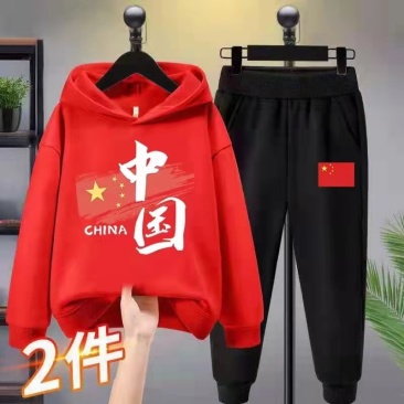 爆款儿童运动卫衣套装批发经典连帽设计优质卫衣棉