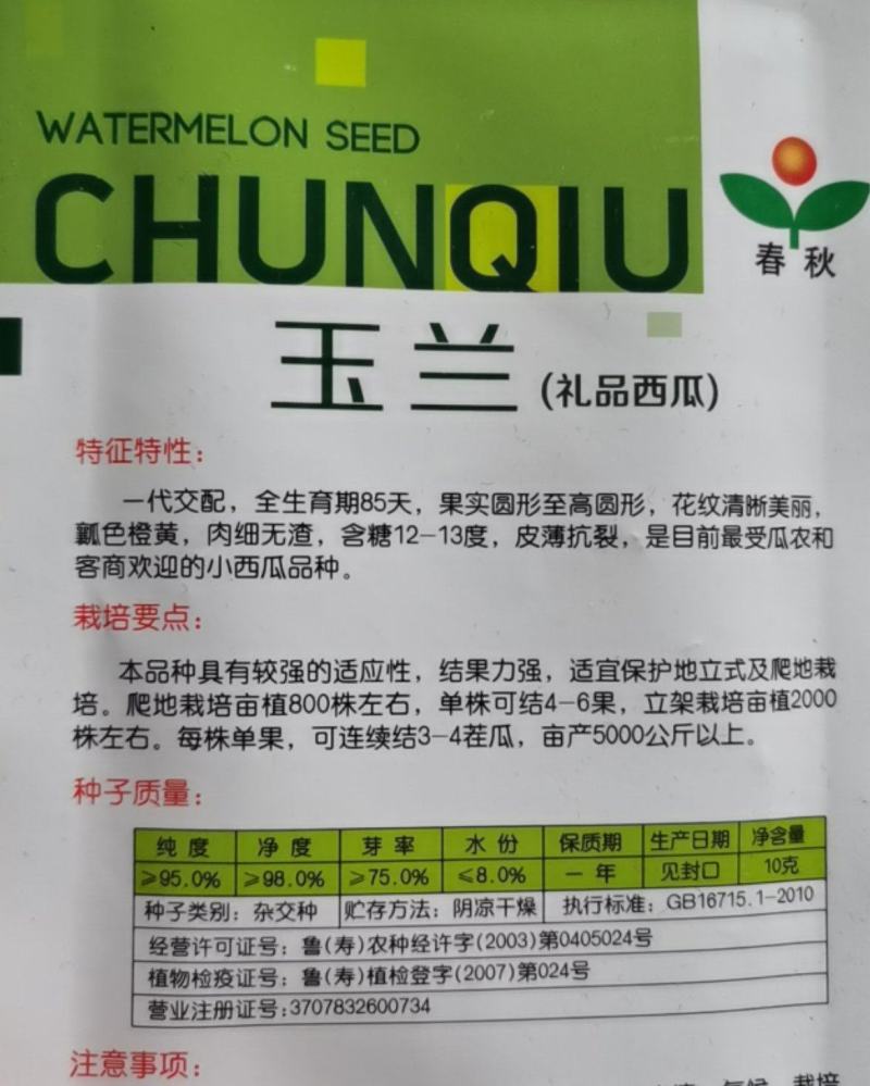 黄壤西瓜种子玉兰小西瓜种子小西瓜籽礼品西瓜籽耐裂甜早熟