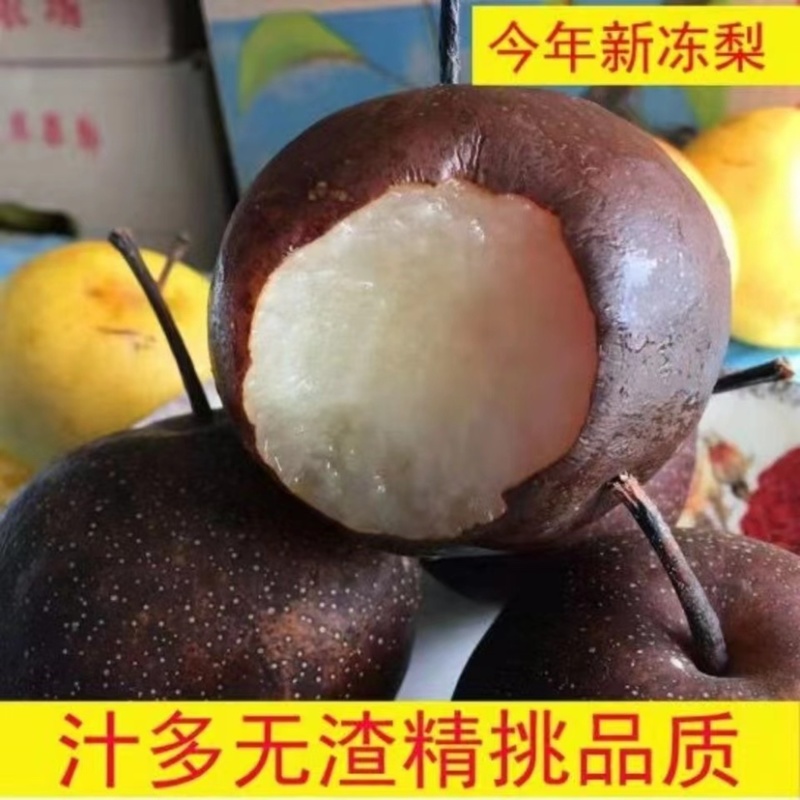 东北大冻梨品种纯正，皮薄汁多甘甜爽口批发
