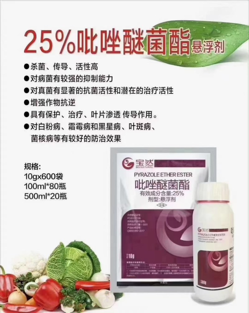 25%吡唑醚菌酯白粉病霜霉病黑星病叶斑病正规产品