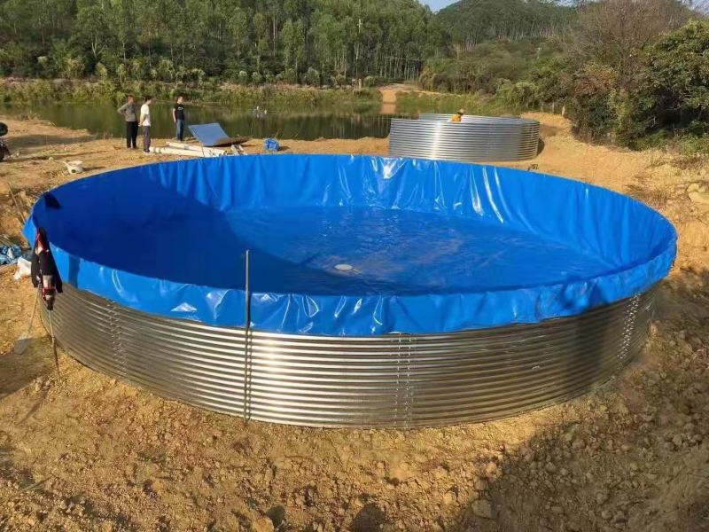 明荣帆布水产养殖设备！可提供方形支架帆布池、圆形镀锌板帆