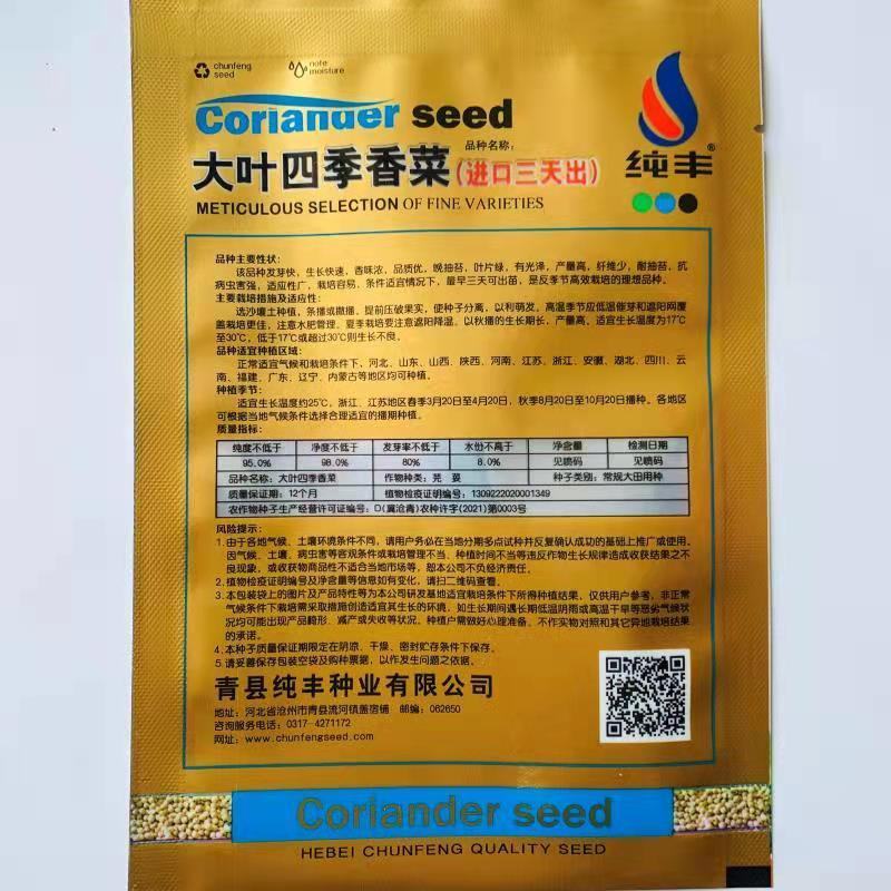 香菜种子四季大叶香菜种子芫荽种子四季芫荽种子耐热高产