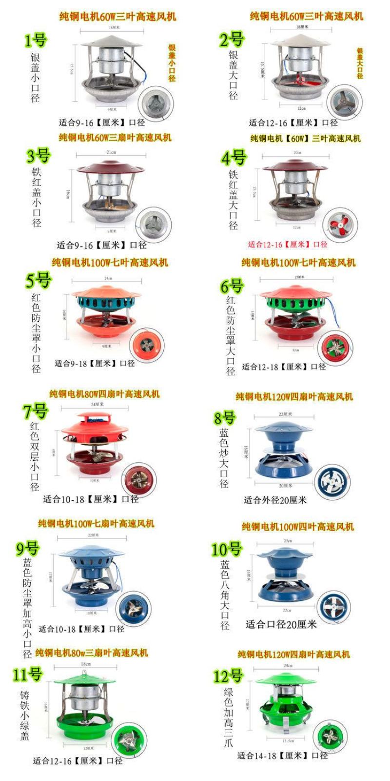 引风机烟筒火炕家用民用强力纯铜抽风机排烟新款烟囱吸烟