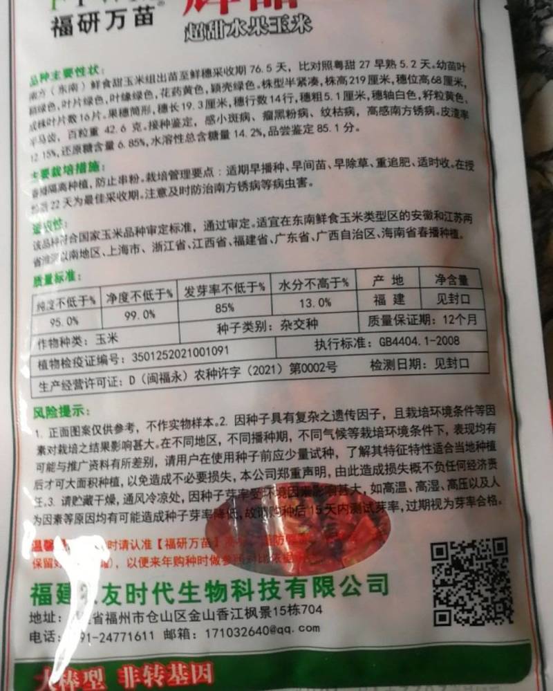 辉甜138玉米种，杂交，大棒型，超甜水果玉米。
