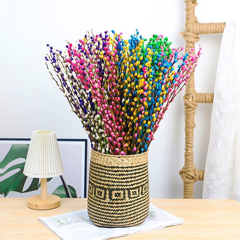 银柳干花真鲜枝花瓶水养客厅装饰摆件福桶红色多彩招财耐寒年