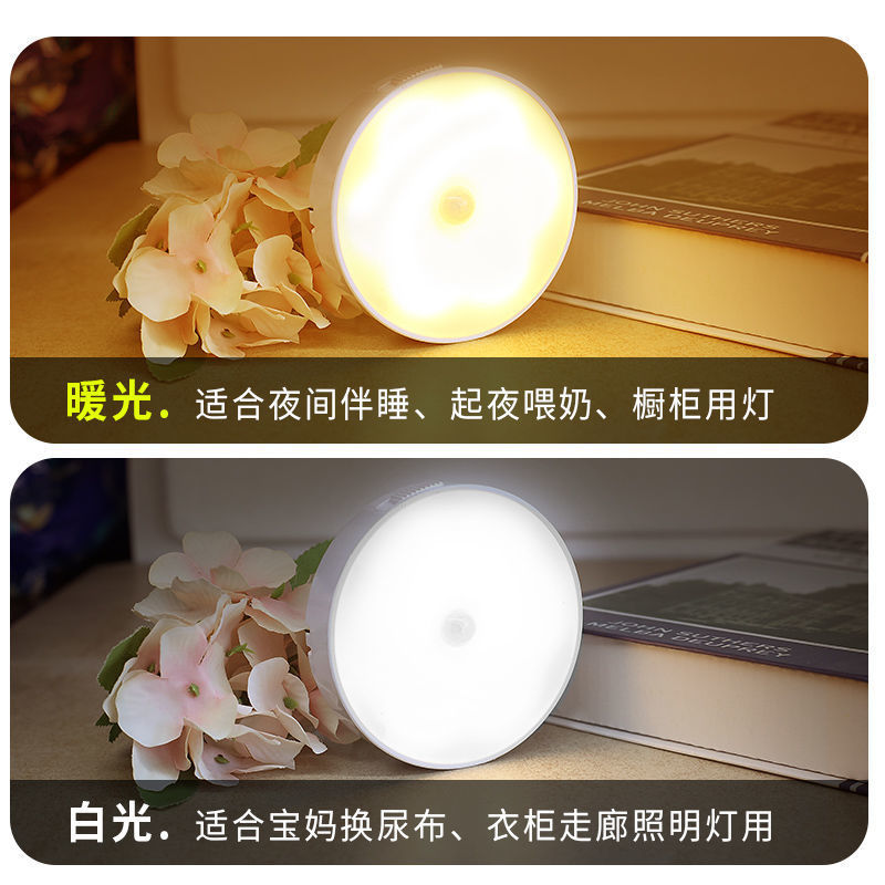 人体感应小夜灯不插充电光控声控厕所家用楼梯过道全自动超亮