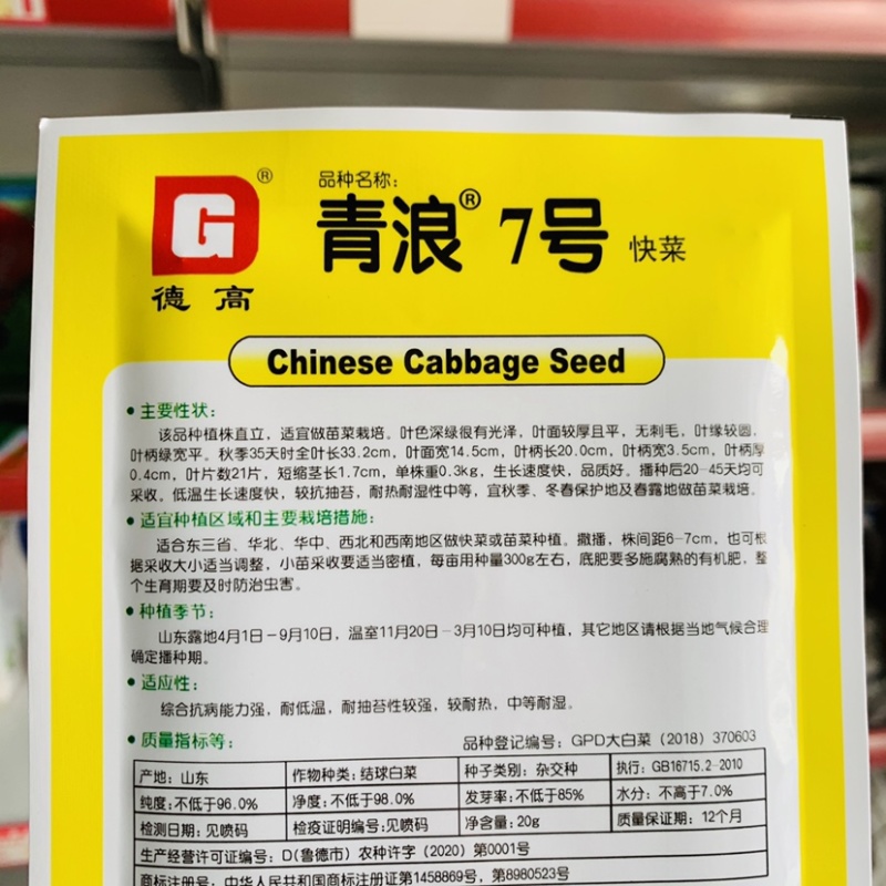 小白菜种子青浪7号快菜种子无刺毛油亮深绿生长快耐低温