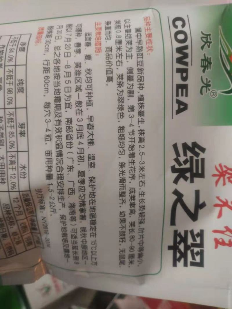 豆角种子架不住绿之翠早熟荚长90cm以上粗0.8厘米
