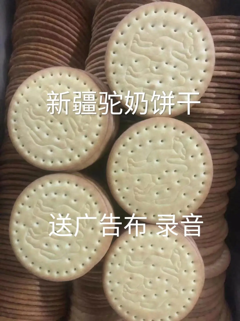 新疆驼奶饼干2021展会地摊新品粗粮饼干送广告布录音