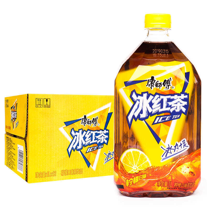 包邮康师傅冰红茶1L*12瓶/整箱柠檬味茶饮料大瓶