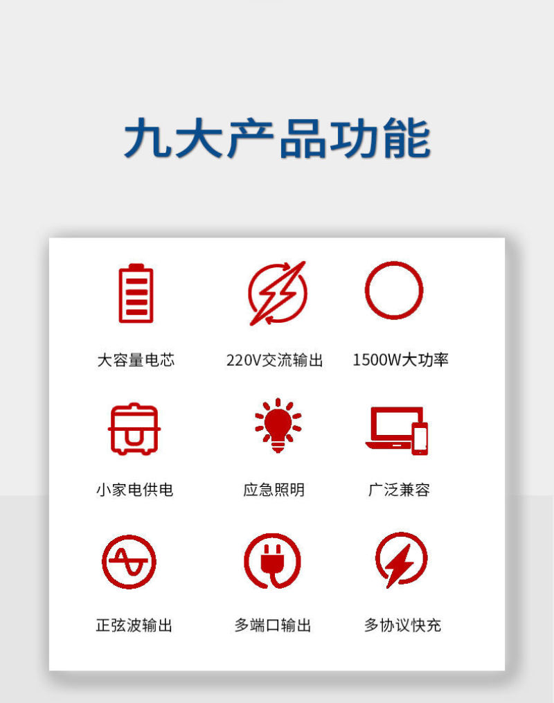 户外移动电源220v大容量锂电池大功率车载摆摊直播自驾游