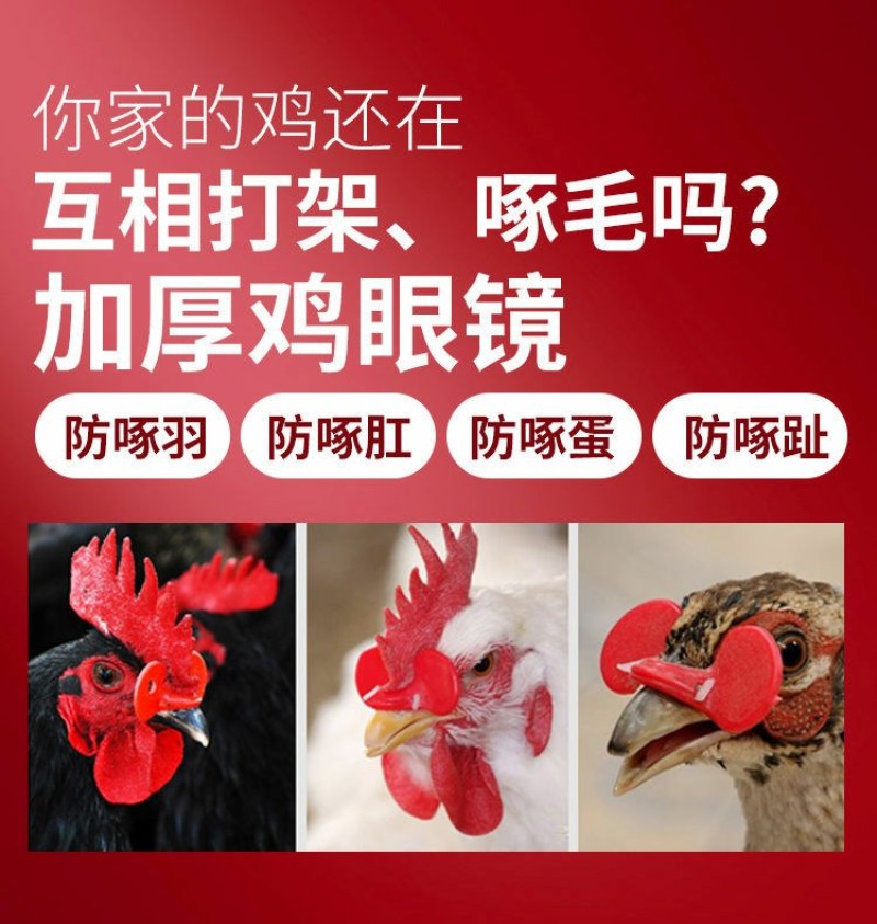 公鸡眼镜土鸡防啄打架鸡眼罩小鸡眼镜大中号带孔鸡用眼镜养鸡