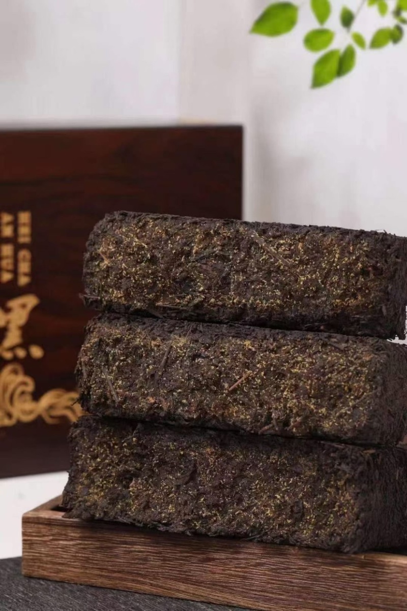 安化黑茶正宗陈年金花砖一级黑茶毛茶礼盒装醇香1000克