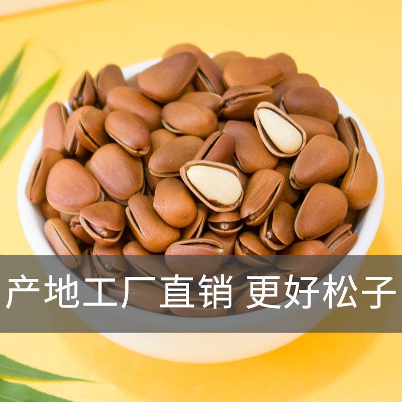 大颗粒东北松子新货手剥松子开口孕妇坚果零食袋装净500g