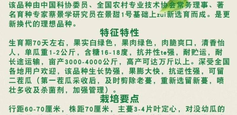 新景甜1号甜瓜种子，10克