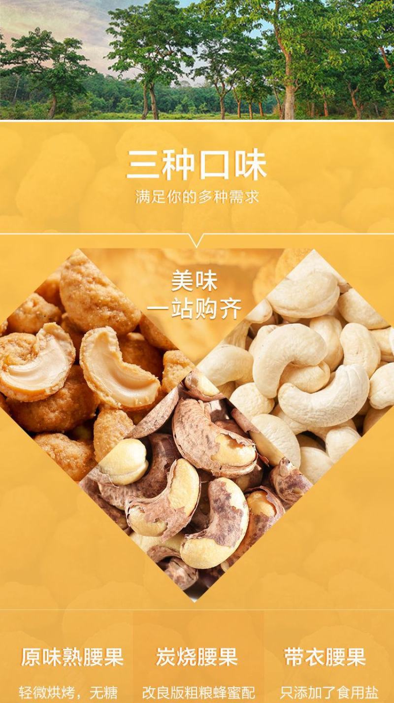 越南盐焗带皮腰果批发含罐250g500g坚果零食店小吃干