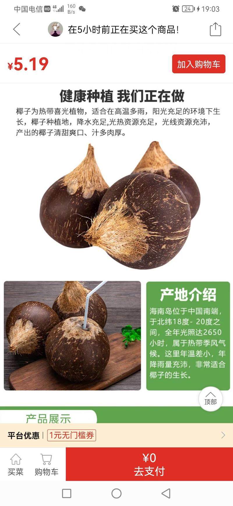 海南文昌新鲜加工老椰子（2-4-6个装包邮）留头毛椰皇