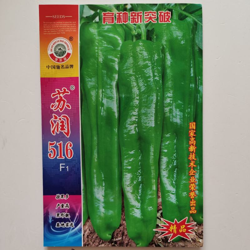 苏润516特大果粗长牛角椒辣椒种子早熟微辣薄皮辣椒种子
