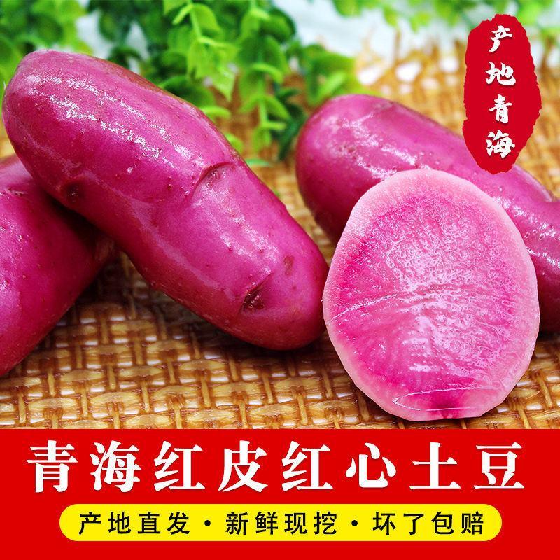 青海特产红皮红心土豆红玫瑰富含花青素红皮土豆小土豆马铃薯