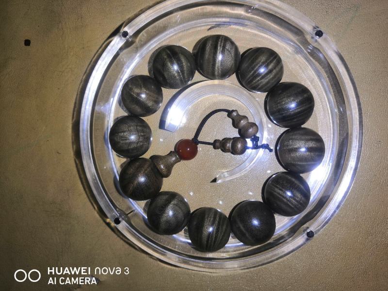 金丝楠阴沉木满水波手串2.0