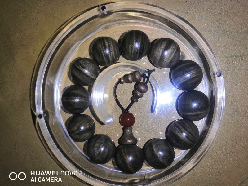 金丝楠阴沉木满水波手串2.0