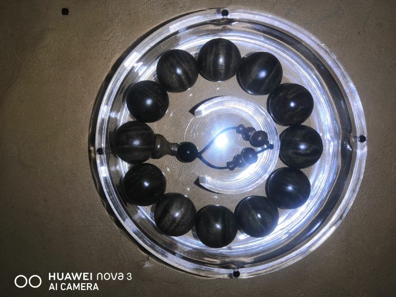 金丝楠阴沉木满水波手串2.0