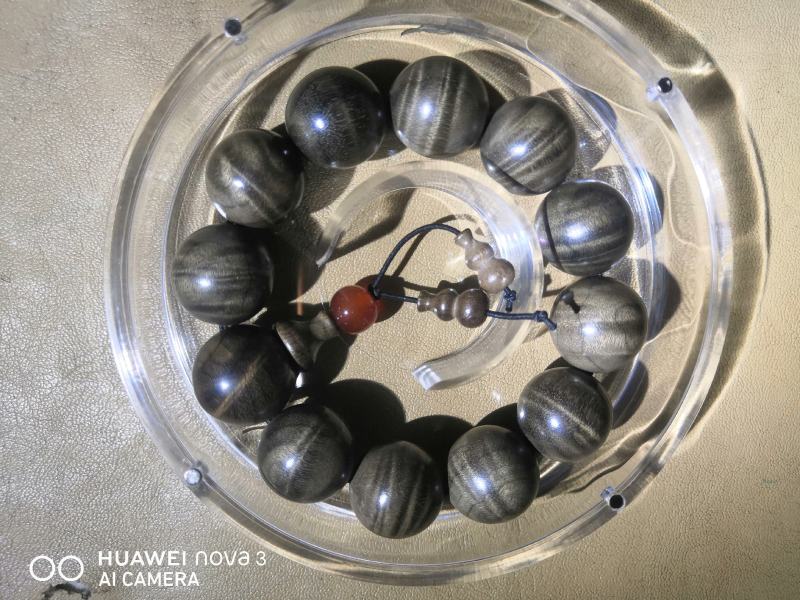金丝楠阴沉木满水波手串2.0