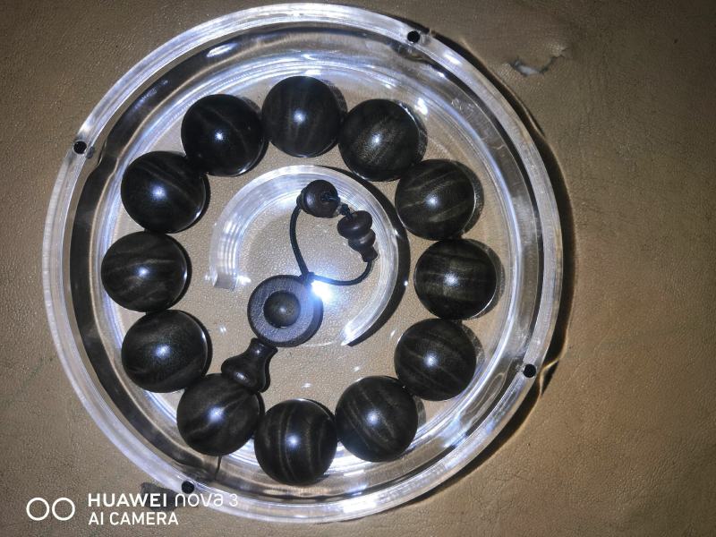 金丝楠阴沉木满水波手串2.0